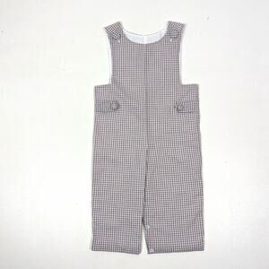 Banana Split Longalls Romper Boys Size 18m Brown Plaid Boutique